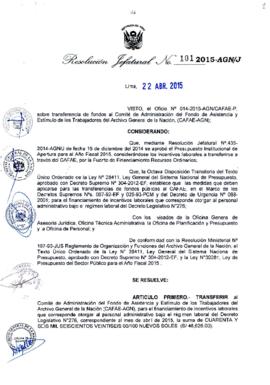 Resolución Jefatural N° 101-2015-AGN/J