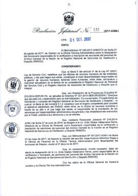 Resolución Jefatural N° 131-2017-AGN/J