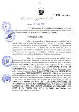 Resolución Jefatural N° 196-2005-AGN/J