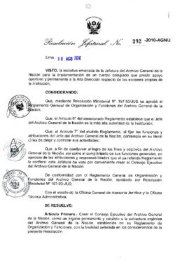 Resolución Jefatural N° 392-2010-AGN/J