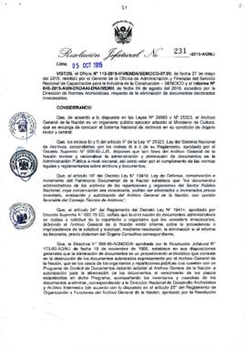 Resolución Jefatural N° 231-2015-AGN/J
