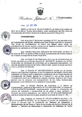 Resolución Jefatural N° 376-2014-AGN/J