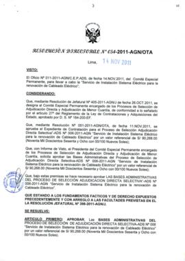 Resolución Directoral N° 054-2011-AGN/OTA
