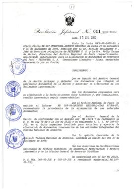 Resolución Jefatural N° 011-2000/AGN/J