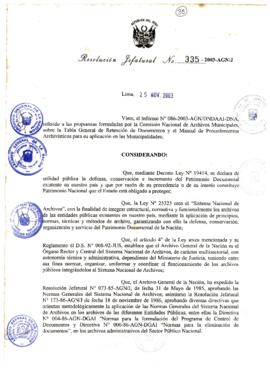 Resolución Jefatural N° 335-2003-AGN/J