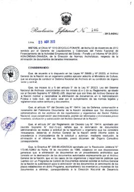 Resolución Jefatural N° 146-2013-AGN/J