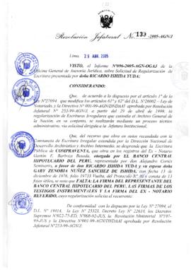 Resolución Jefatural N° 133-2005-AGN/J