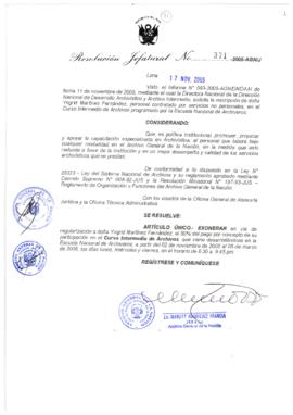 Resolución Jefatural N° 371-2005-AGN/J