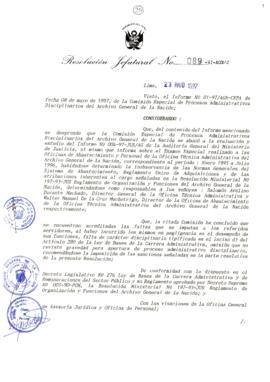 Resolución Jefatural N° 089-1997/AGN/J