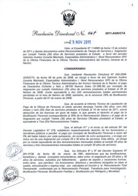 Resolución Directoral N° 067-2011-AGN/OTA