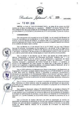 Resolución Jefatural N° 223-2019-AGN/J