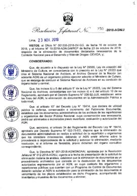 Resolución Jefatural N° 290-2018-AGN/J