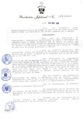 Resolución Jefatural N° 092-1998/AGN/J