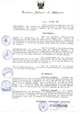 Resolución Jefatural N° 055-1995/AGN/J