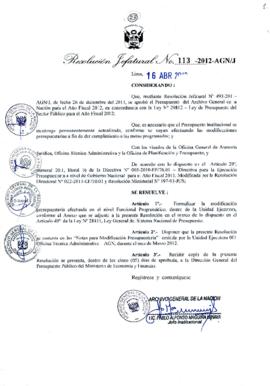 Resolución Jefatural N° 113-2012-AGN/J
