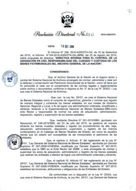 Resolución Directoral N° 030-2016-AGN/OTA