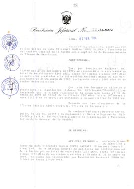 Resolución Jefatural N° 022-1994/AGN/J