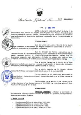 Resolución Jefatural N° 030-2008-AGN/J