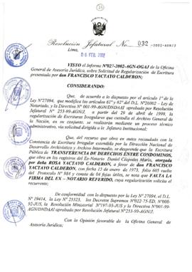 Resolución Jefatural N° 032-2002/AGN/J