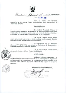 Resolución Jefatural N° 466-2009-AGN/J