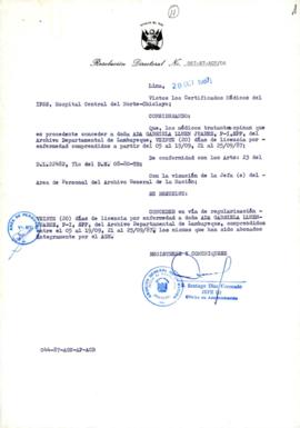 Resolución Directoral N° 67-87-AGN-OA