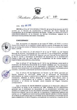 Resolución Jefatural N° 149-2013-AGN/J