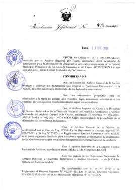 Resolución Jefatural N° 401-2004-AGN/J