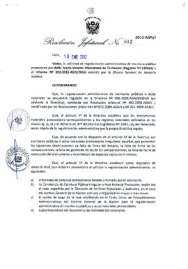 Resolución Jefatural N° 013-2012-AGN/J