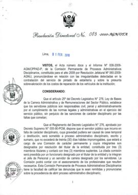 Resolución Directoral N° 003-2010-AGN/OTA