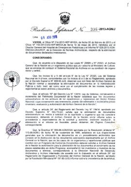 Resolución Jefatural N° 336-2013-AGN/J
