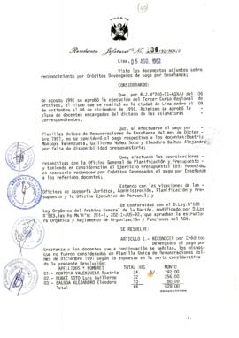 Resolución Jefatural N° 139-1992/AGN/J