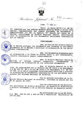 Resolución Jefatural N° 132-1997/AGN/J