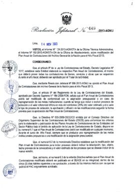Resolución Jefatural N° 449-2013-AGN/J