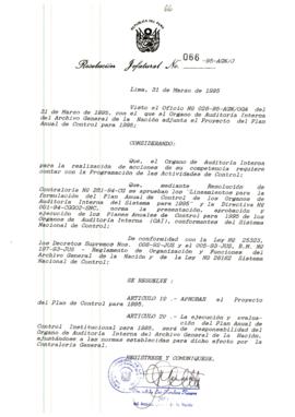 Resolución Jefatural N° 066-1995/AGN/J