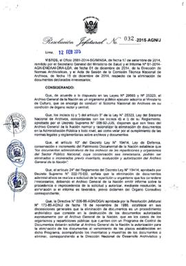 Resolución Jefatural N° 032-2015-AGN/J