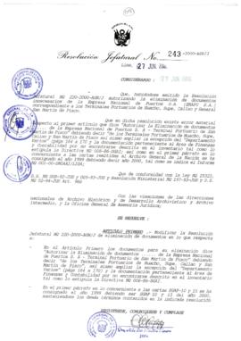 Resolución Jefatural N° 243-2000/AGN/J