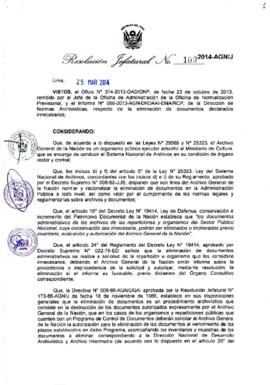 Resolución Jefatural N° 109-2014-AGN/J