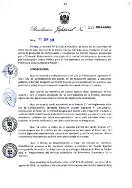 Resolución Jefatural N° 318-2014-AGN/J