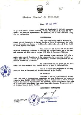 Resolución Directoral N° 45-85-AGN/OA