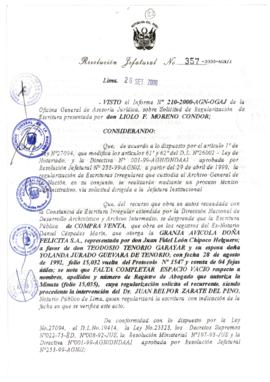 Resolución Jefatural N° 357-2000/AGN/J