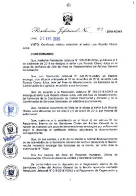 Resolución Jefatural N° 012-2019-AGN/J