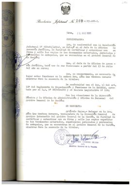 Resolución Jefatural N° 100-1985/AGN/J
