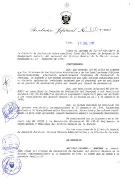 Resolución Jefatural N° 010-1997/AGN/J