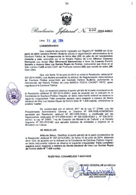 Resolución Jefatural N° 232-2014-AGN/J