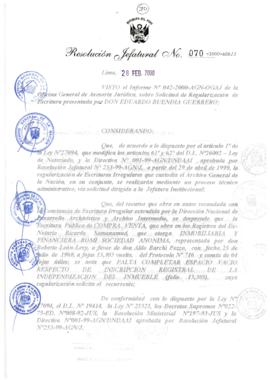 Resolución Jefatural N° 070-2000/AGN/J