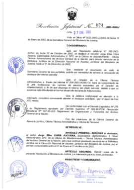 Resolución Jefatural N° 024-2003-AGN/J