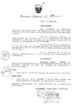 Resolución Jefatural N° 109-1995/AGN/J
