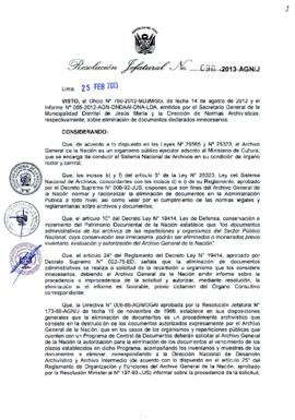 Resolución Jefatural N° 096-2013-AGN/J
