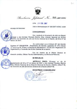 Resolución Jefatural N° 066-2007-AGN/J