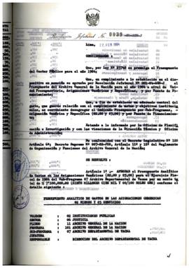 Resolución Jefatural N° 039-1984/AGN/J